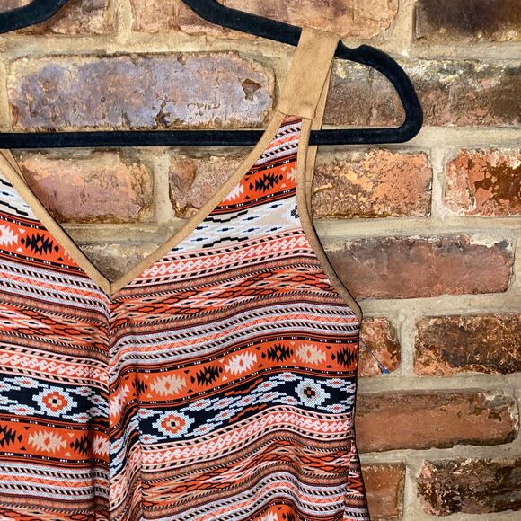 Zoe & Rose Band of Gypsies Aztec Faux Suede Lace-Up Tank Top Women's Size Small - Picture 2 of 6